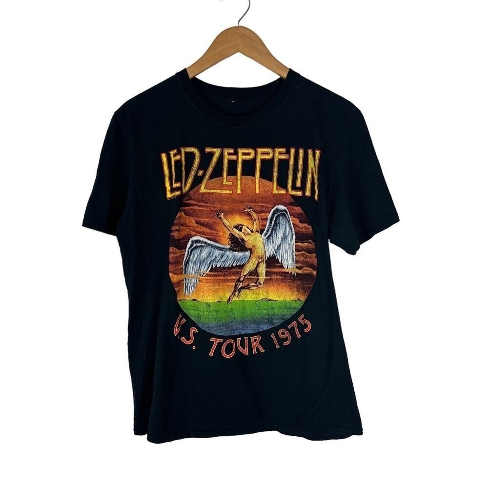Led Zeppelin Band Tee U.S. Tour 1975 Logo Mens Medium Classic Rock 100% Cotton